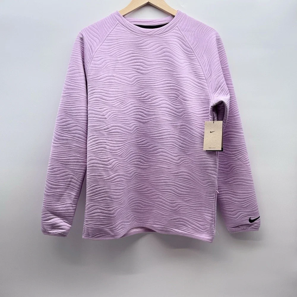 Nike Golf Dri-Fit Tour Men's Medium Quilted Crew Neck Pink Sweatshirt MSRP $105
